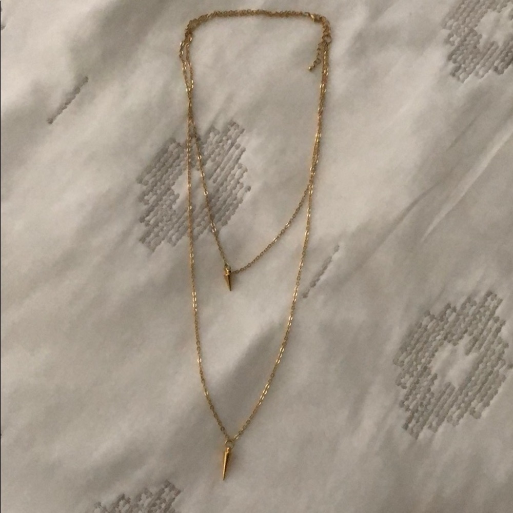 Double chained necklace with spike detail